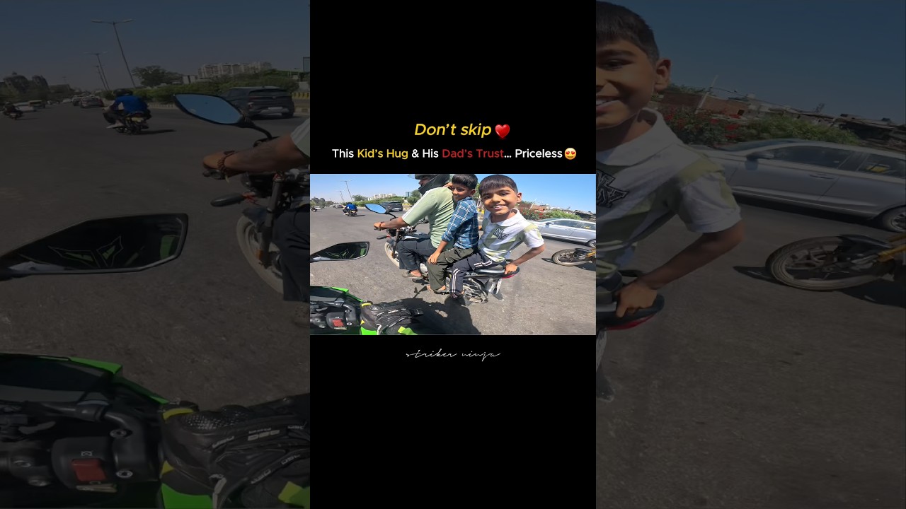 kid’s Hug & His Dad’s Trust …. Priceless😍❤️ #zx6r #yshorts #trending #publicreaction #kidsreaction