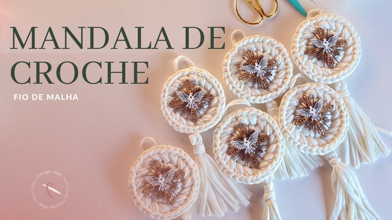 MANDALA DE CROCHÊ EM FIO DE MALHA - PARA LEMBRANCINHAS: BATIZADO, NASCIMENTO, ANIVERSSÁRIO, CRISMA.