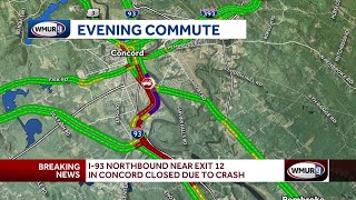 Northbound lanes of I-93 in Concord shut down
