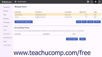 QuickBooks Online Plus 2017 Tutorial Transferring the Master Administrator Intuit Training