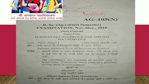 B.Sc AG FIRST SEMESTER STATISTICS(MATH)DEC 2018 paper