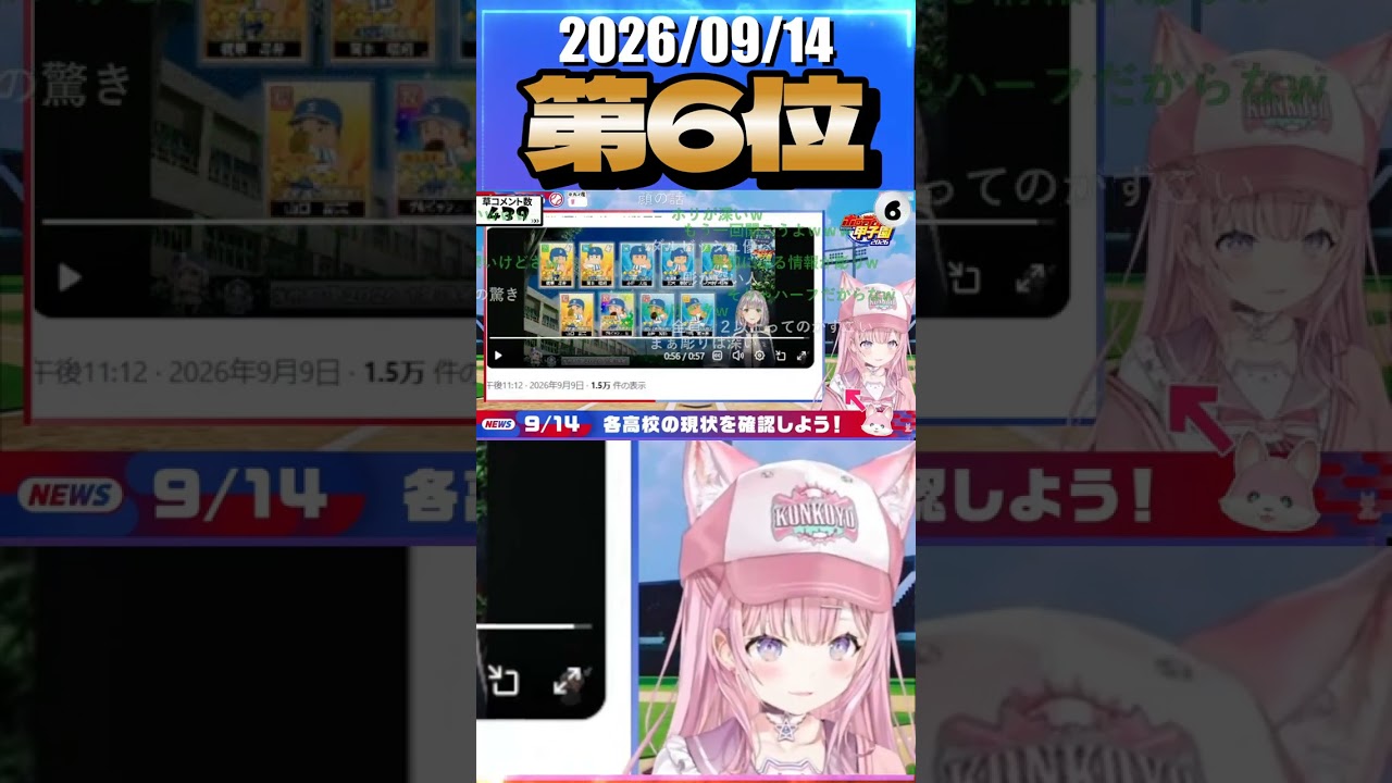 9/14 草コメント数ランキング第6位 #博衣こより 0時間51分ごろ