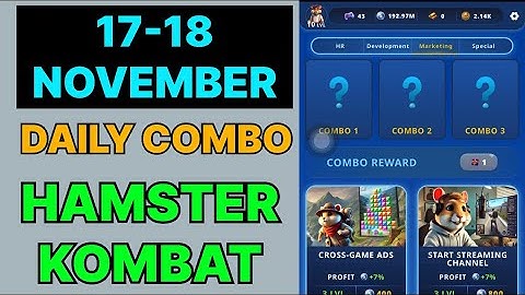 HAMSTER KOMBAT GAMEDEV DAILY COMBO | HAMSTER KOMBAT DAILY COMBO | 17 NOVEMBER HAMSTER DAILY COMBO 