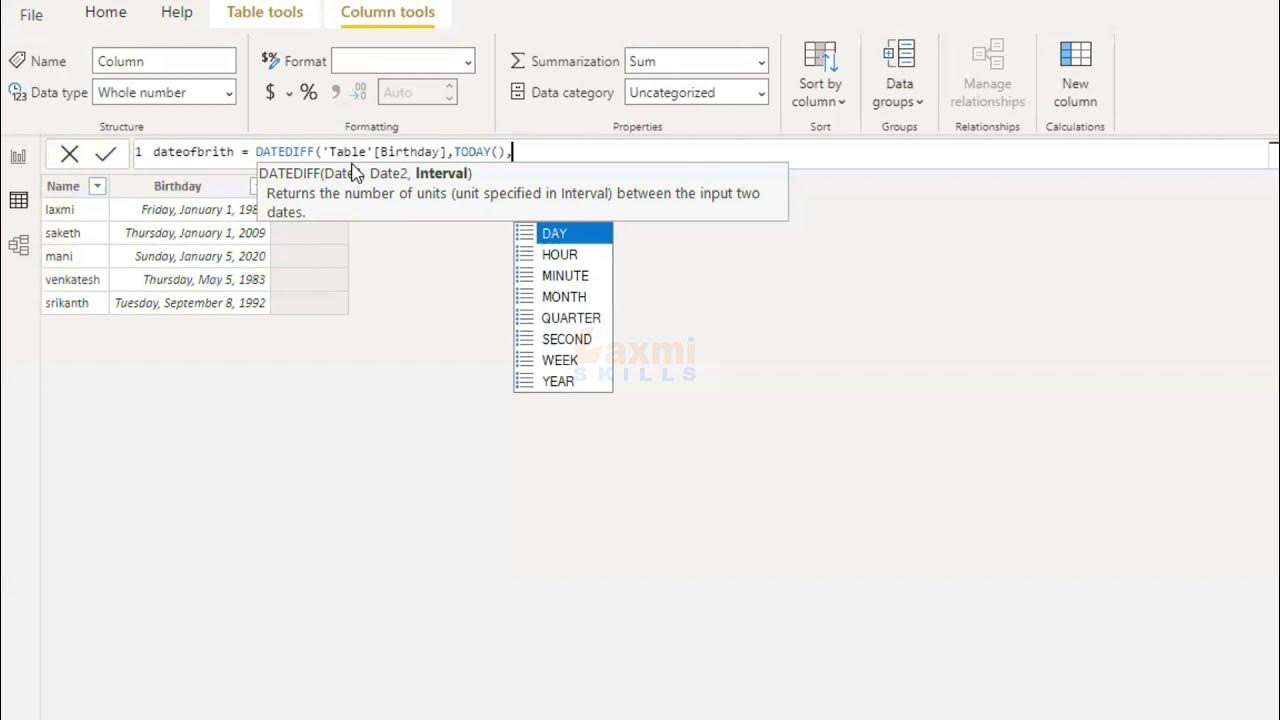Use real time datediff dax function part 1 datediff dax function in