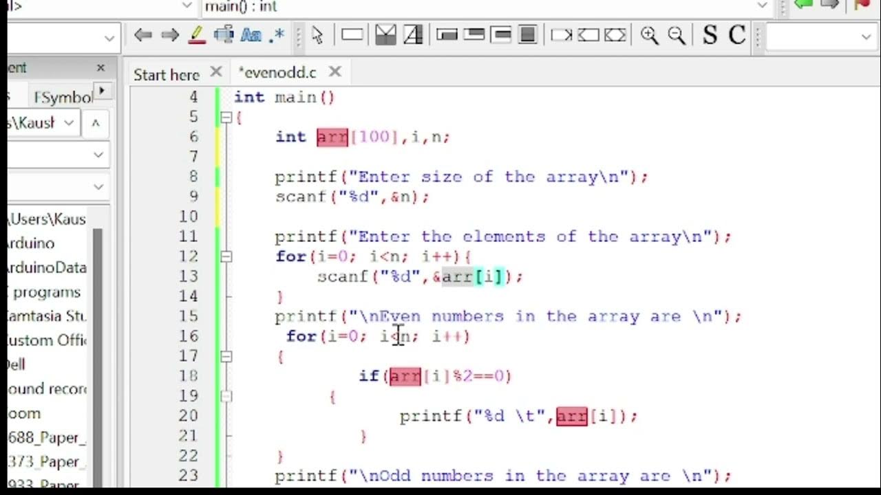 Program to seperate even and odd numbers from integer array Made with ...
