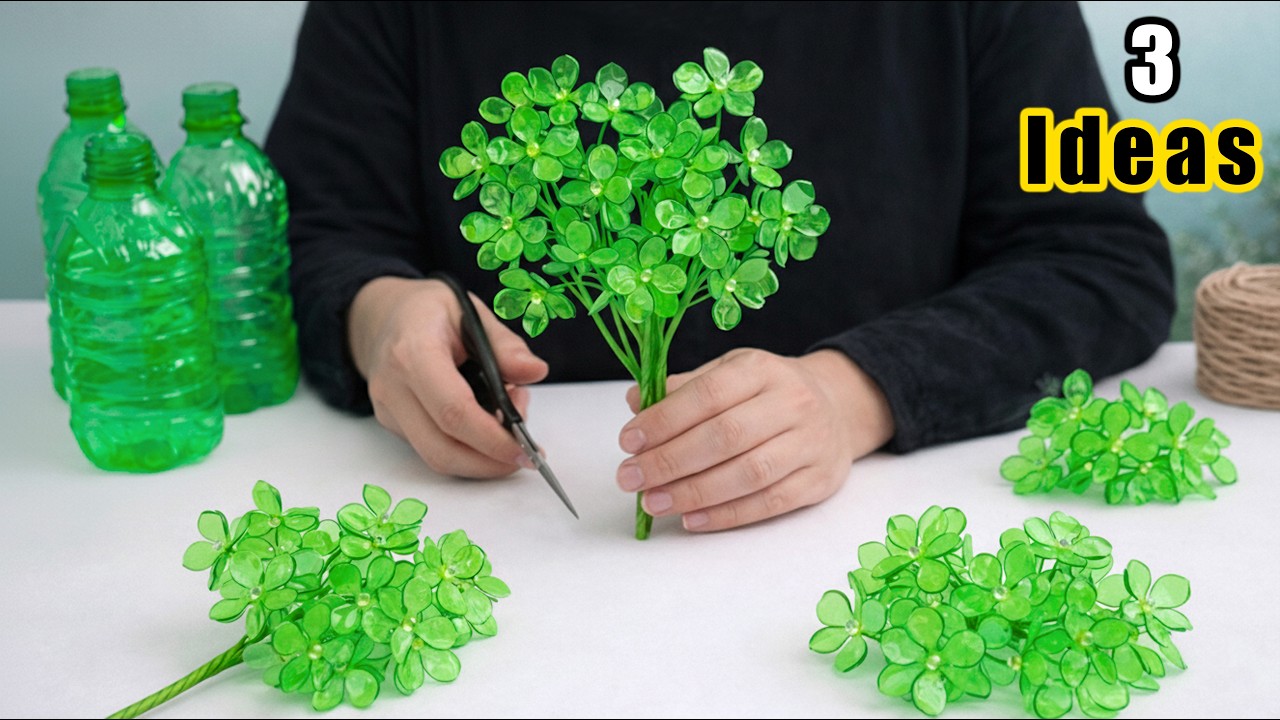 Как сделать цветы из пластиковых бутылок | 3 идеи поделок из пластиковых бутылок #plasticbottleCr...