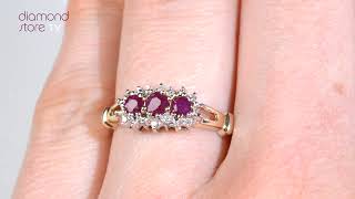 Ruby & Diamond 0.34ct Ring In 9K Gold - E5380