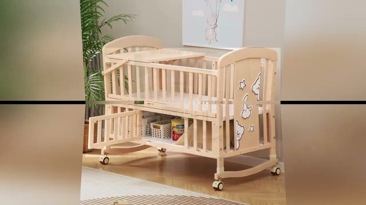 A must-have product! 2025 New Baby Comfortable Sleeping Bed Solid Wood Newborn Baby Bed Multifunct