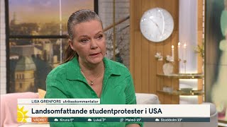 Studenter stängs av efter protester - kräver stoppat stöd till Isra… | Nyhetsmorgon | TV4 & TV4 Play