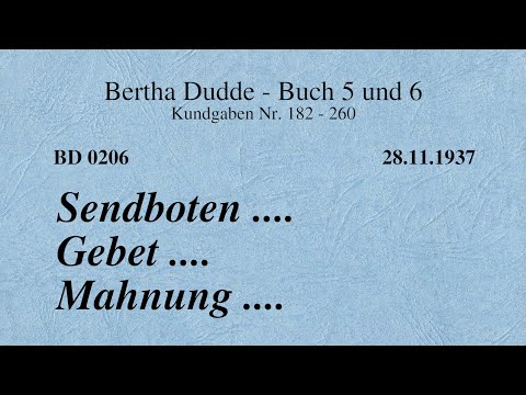 BD 0206 - SENDBOTEN .... GEBET .... MAHNUNG ....
