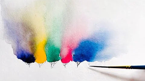 Fantasy painting of colored trees with watercolor | Watercolor tutorial for beginners thumbnail