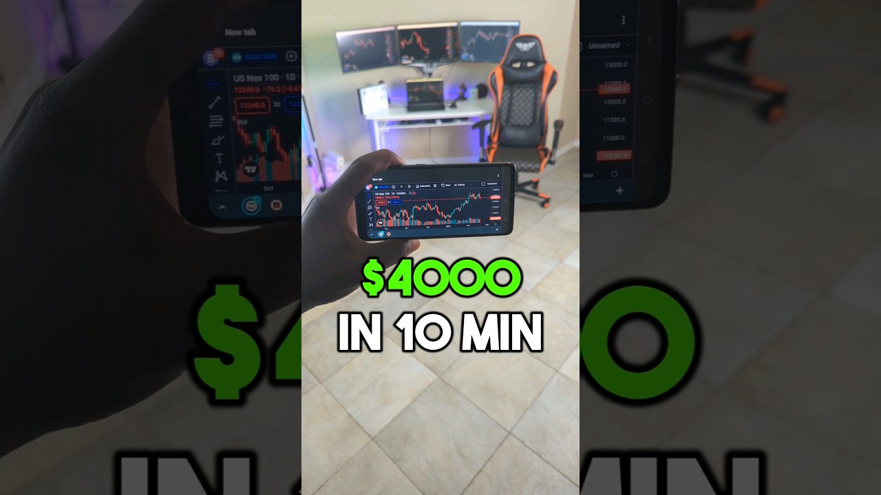 ⁣$4000 in 10 mins day trading from home