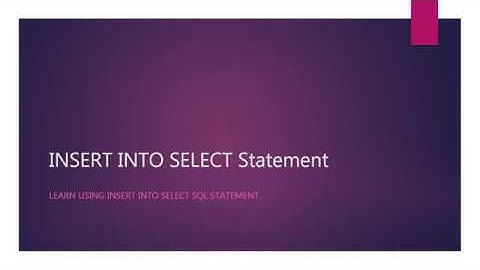 41 SQL INSERT INTO SELECT Statement