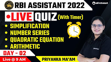 RBI Assistant 2022 | Live Quiz With Timer | Day - 2 | RBI Assistant Maths | Priyanka Ma