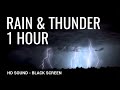 Rain and Thunder | 1 Hour | Black Screen