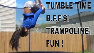 HOW TO TUMBLE ON TRAMPOLINE -SLOW MOTION FOOTAGE !  For beginners !  Gymnastics tricks it so fun !