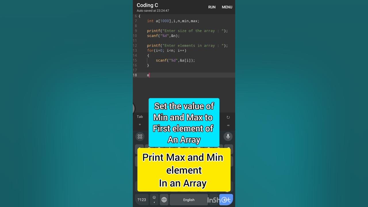 How to calculate minimum and maximum element in an array coding array