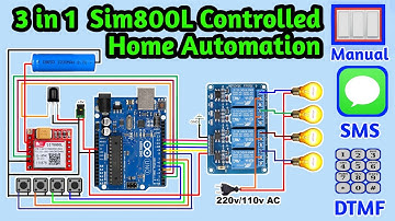SIM800L Push Button + SMS + DTMF Controlled home Automation | Arduino Sim800l Relay Control with SMS