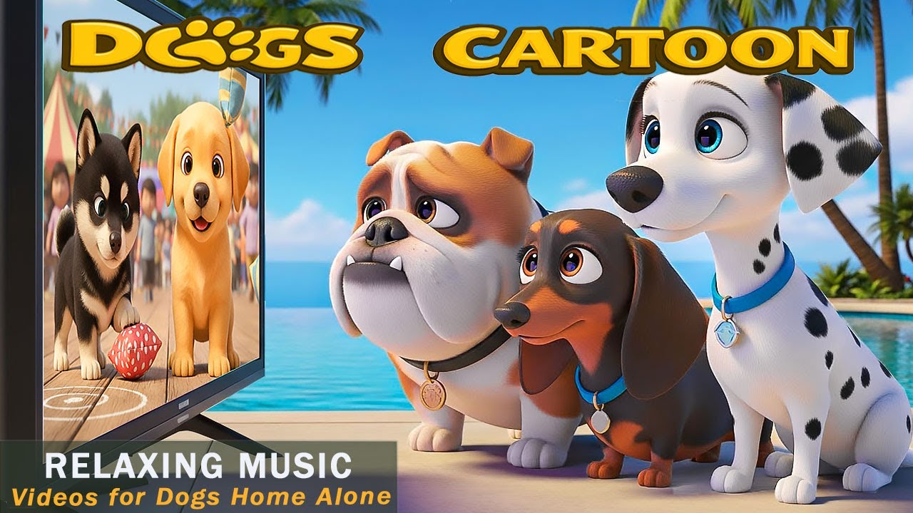 Dog Cartoon: Anxiety Relief Dog TV for Dogs to Watch with Calming Music & Videos for Dogs All Day