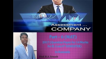 Assessment of Company in Kannada for B.COM 2017 Question Paper