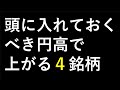 円高で上がる株、円高メリット4銘柄 ~あす上がる株。最新の日本株での株式投資のお話です。~