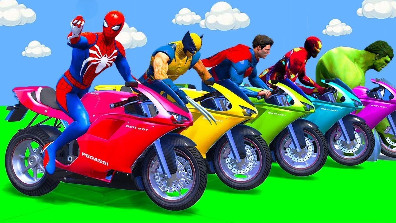 GTA V Superheroes Crazy Race Challenge with Super Cars | GTA 5 Spiderman Car Stunt Race