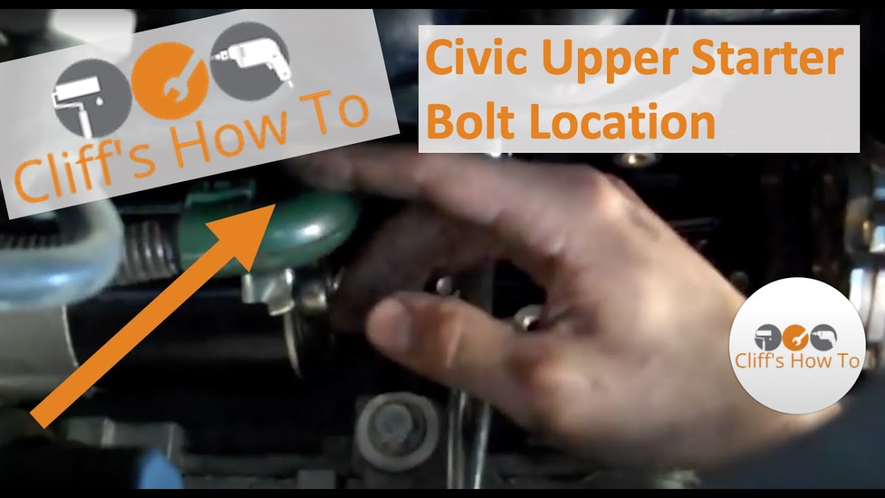 2006 Civic EX starter upper bolt location - YouTube