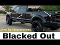 How to paint chrome and blackout trim. Chrome delete - Ford 450 Platinum