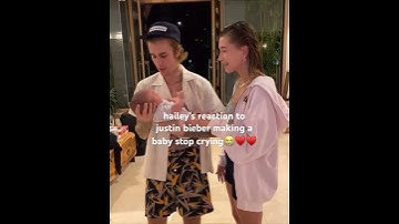 hailey biebersreaction to justin bieber making a baby stop crying! #viralshort #youtube #viralvideo