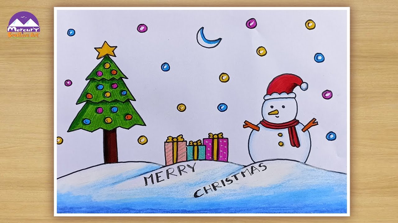 Christmas Tree & Snowman Drawing for kids-How to draw Christmas tree and  snowman | Christmas tree drawing, Drawing for kids, Drawings