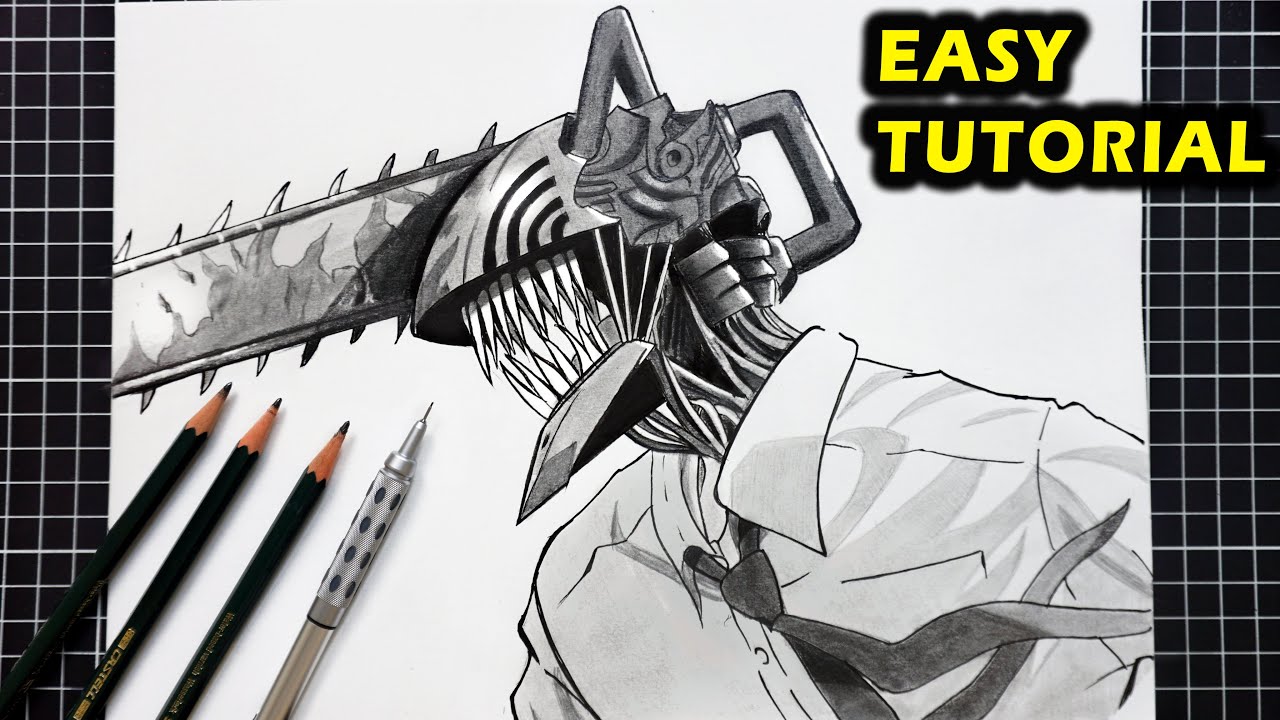 How To Draw Chainsaw Man Step By Step Easy Anime Drawing Tutorial ...