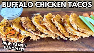 Buffalo Chicken Tacos - Easy Buffalo Chicken Appetizers for BIG GAME