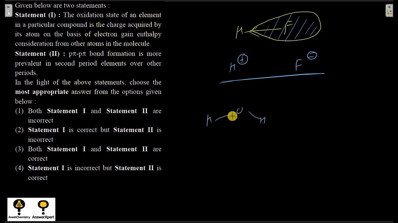 Statement I: The oxidation state of an element in a particular compound is the charge acquired by it