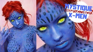 MYSTIQUE COSPLAY MAKEOVER & Makeup Tutorial - X-MEN - Snazaroo Face & Body Paint - Patreon Creator