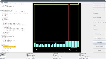 3-Way-Quicksort with 30 elements (randomly ordered, 4 distinct values)