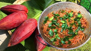 Cooking Banana Flower Blossom Recipe by My Mom ❤ Village Life