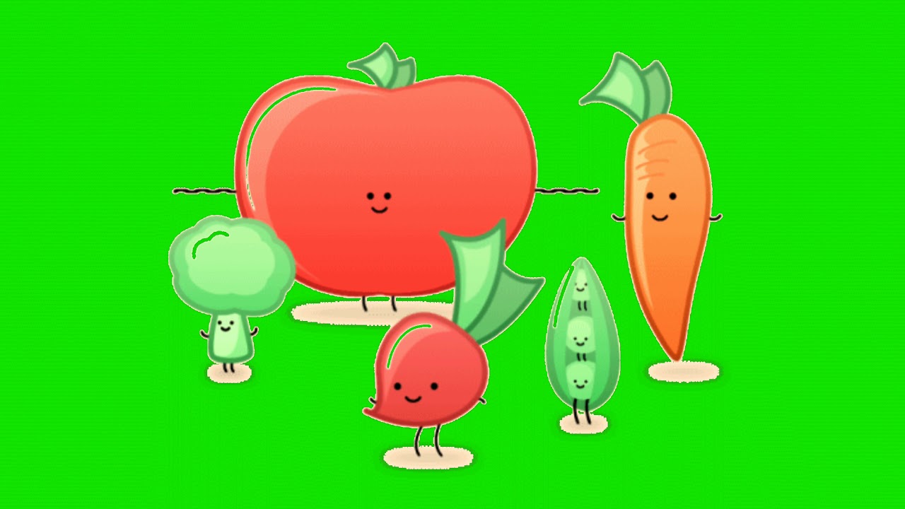 fruits and vegetables dance cartoon animated green screen video for