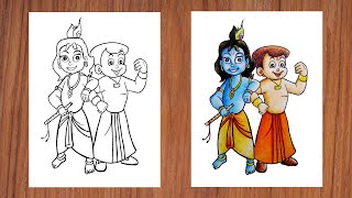 How to draw chota bheem and krishna || easy colouring process screenshot 5