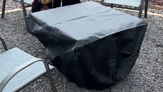 POMER Fire Pit Cover, 30 Inch Square Firepit Covers for 28 30 Inch Gas Fire Table Waterproof Outdoor