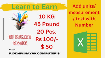 Add KG, Liter, Pound, Inch, Pcs Unit with Number in cell | #exceltricks #exceltips