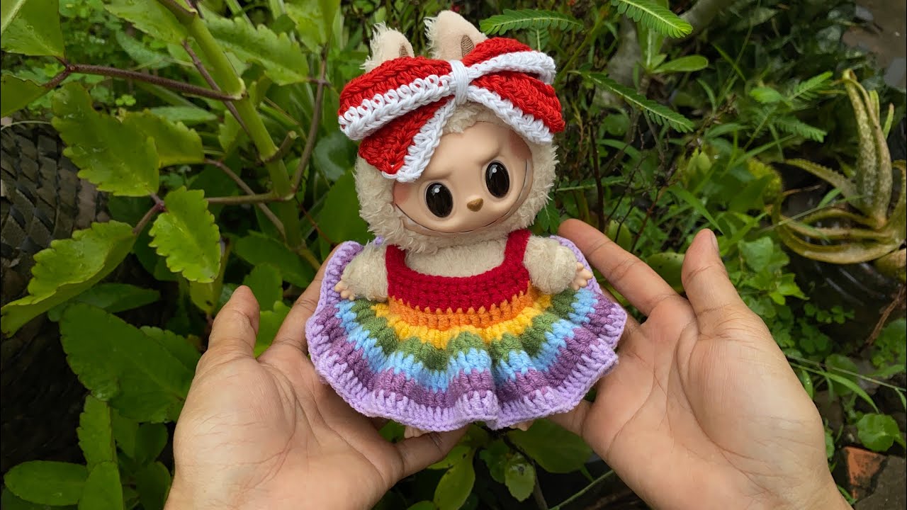 white christmas dresses Free Beginner Crochet LaBOOboo Labubu Doll Costume Pattern main image 0