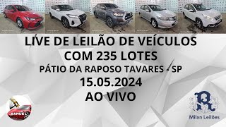 LIVE DE LEILÃO DE VEÍCULOS NO MILAN COM 235 LOTES DO DIA 15.05.2024