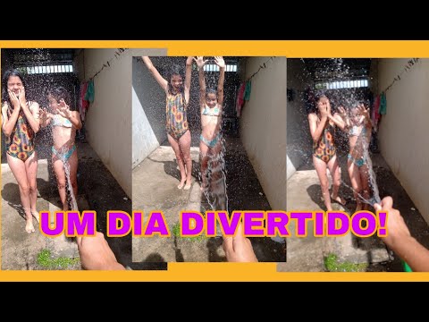 UM DIA DIVERTIDO (TOMEI BANHO DE MANGUEIRA NO QUINTAL!)