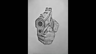 A person hold a gun drawing... #drawing  #shorts #realsticsketch
