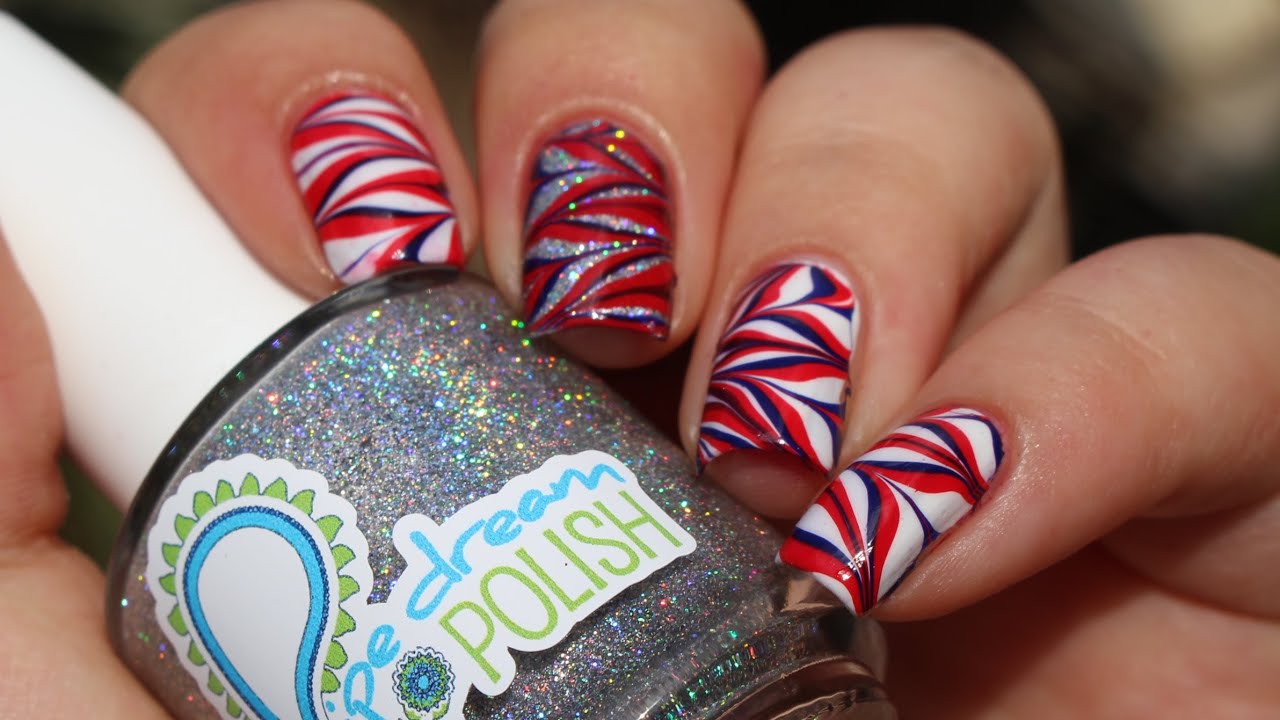 Water Marble 4th of July Nail Art Tutorial - wide 10