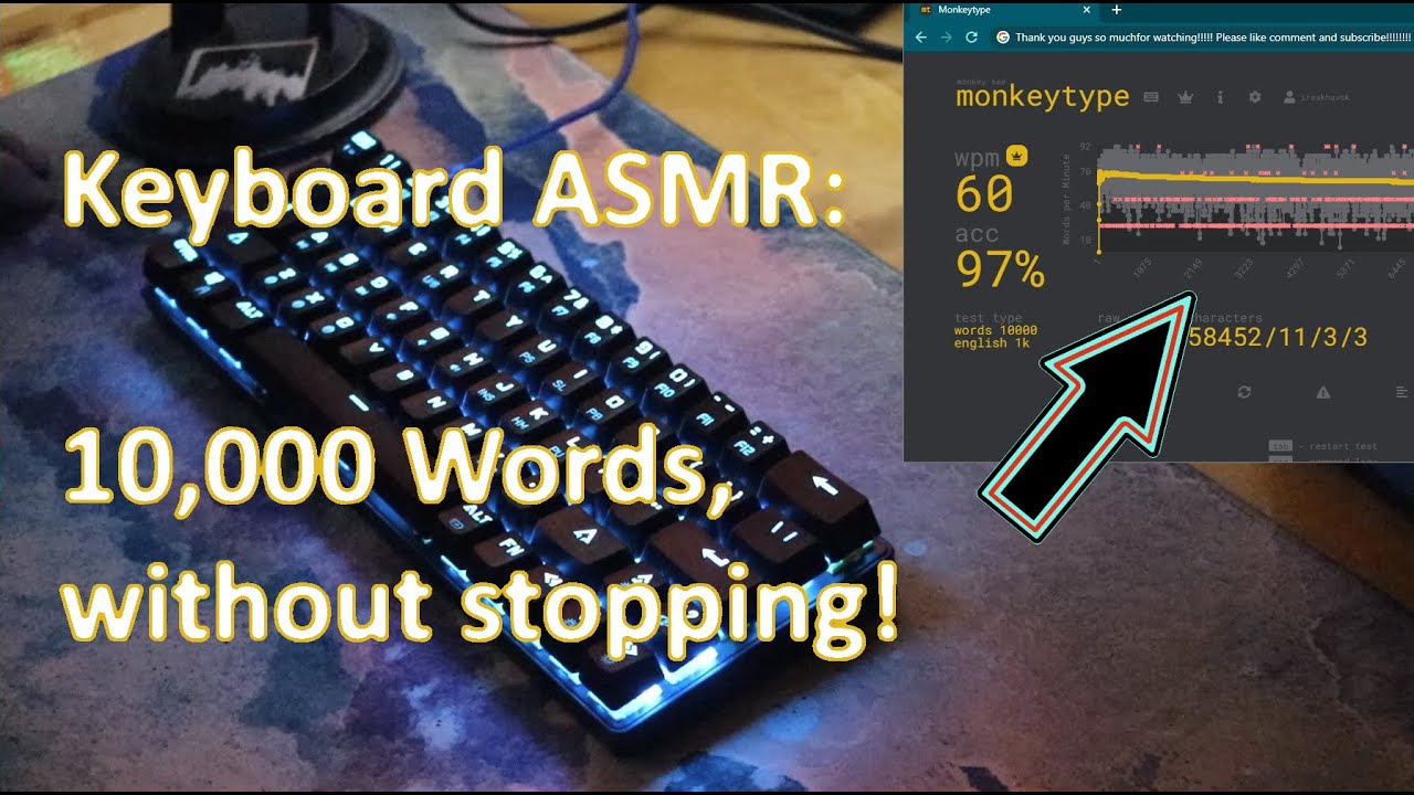 10,000 words, 3 Hour Keyboard ASMR (no voice) Typing 10k words without ...