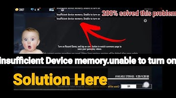 Insufficient Device Memory Unable to Turn On Problem Solve || Free Fire Replay On Kaise Kare