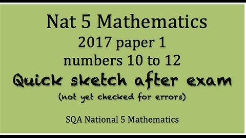 2017 SQA National 5 Mathematics paper 1 Nos. 10,11&12