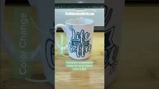 Color changing mug with adhesive vinyl #cricut #cameo4 #silhouettecameo4 #custommug #diy