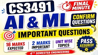 Anna University CS3491 AI & ML Important Questions 2026 | Pass Assured Topics | Engineering king